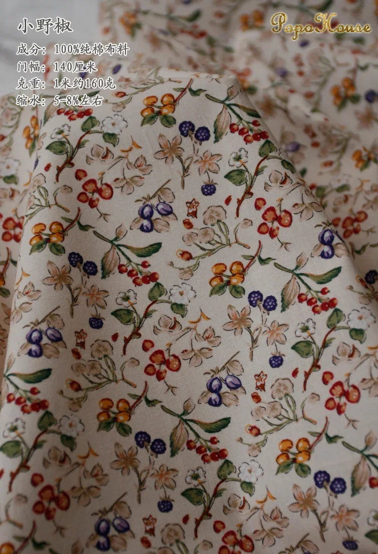 145cm Floral Cotton Poplin Fabric, 50cm Piece