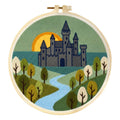 Set de kit de aguja mágica con patrón de paisaje, bordado en bastidor de ciudad y desierto con marco para principiantes, juego de manualidades de mechones de hilo de bricolaje