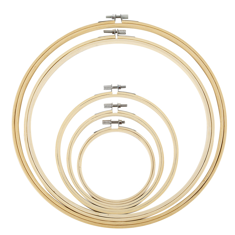Wooden Embroidery Hoop Set — 5 Sizes (13–30cm)