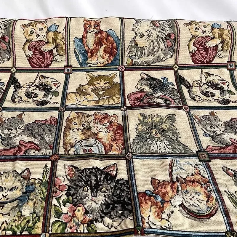 Tela de brocado con estampado de gato bonito – 150 cm de ancho, cortado a pedido (incrementos de 50 cm)