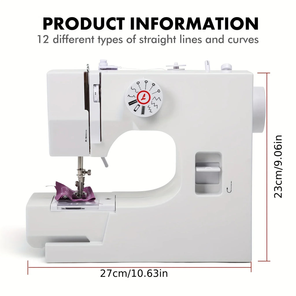 Máquina de Coser Eléctrica Semiautomática – Portátil de 12 Puntadas