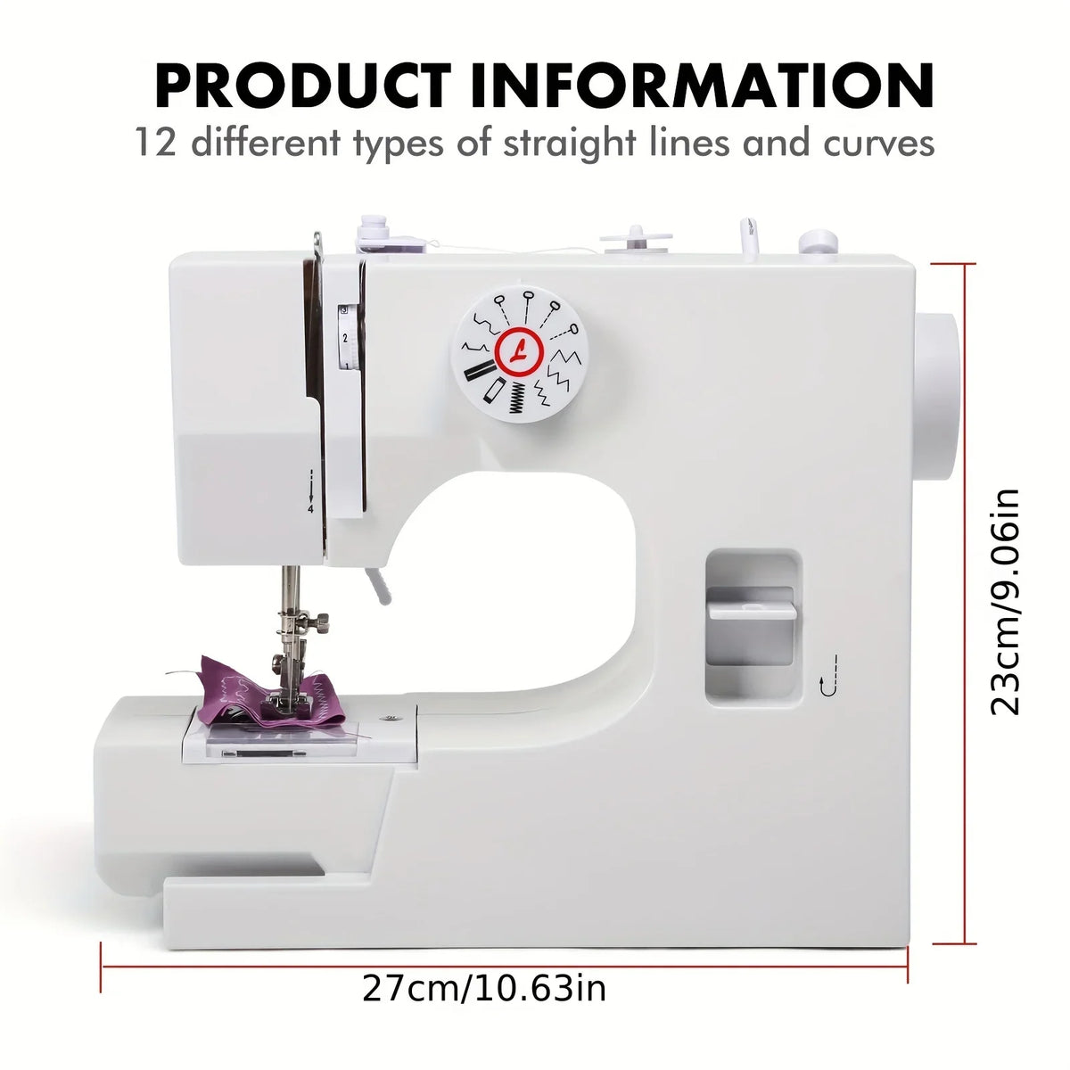 Máquina de Coser Eléctrica Semiautomática – Portátil de 12 Puntadas