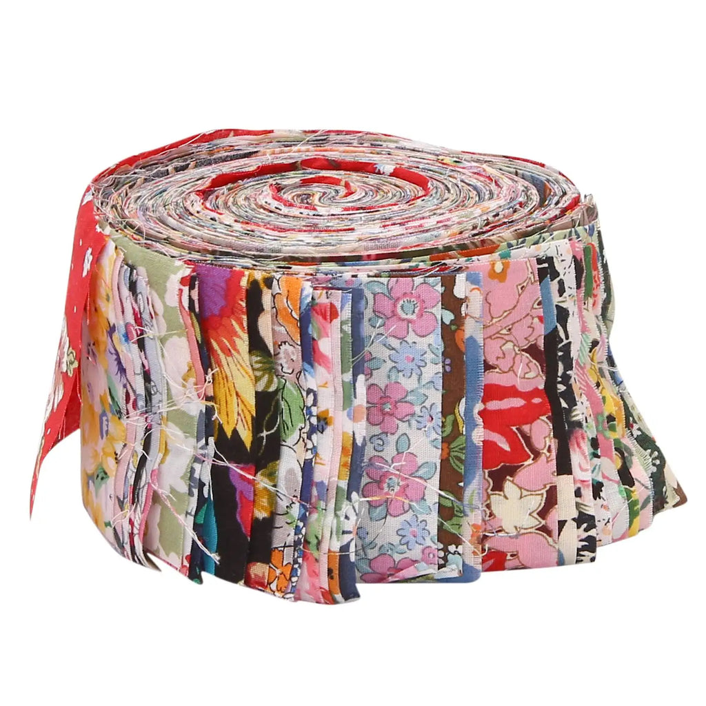 36-Piece Pre-Cut Jelly Roll Fabric Strips – Flower Print Cotton Quilting Strips 2.5" × 39"