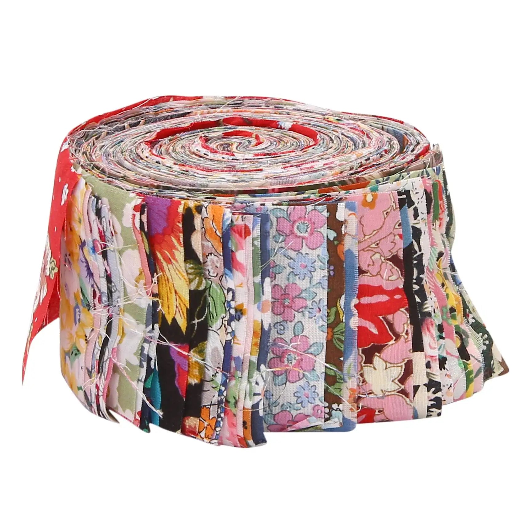 36-Piece Pre-Cut Jelly Roll Fabric Strips – Flower Print Cotton Quilting Strips 2.5" × 39"