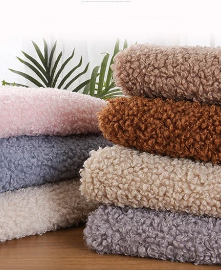 Teddy Plush Imitation Wool Fleece Fabric – 50x50cm | Soft Warm Fabric for Dolls, Pet Clothes & DIY Sewing