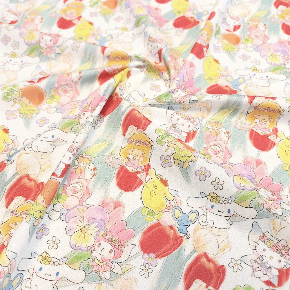 20S Cotton Cute Showa Kawaii Cat Deer Print Fabric DIY Quilting Needlework Material Sewing Dress Kids Clothes Fabrics