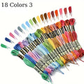 18 Colores Hilo de Bordar de Algodón – Kit de Hilos para Punto de Cruz | 8 Metros, 6 Cabos
