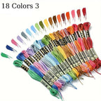 18 Colores Hilo de Bordar de Algodón – Kit de Hilos para Punto de Cruz | 8 Metros, 6 Cabos