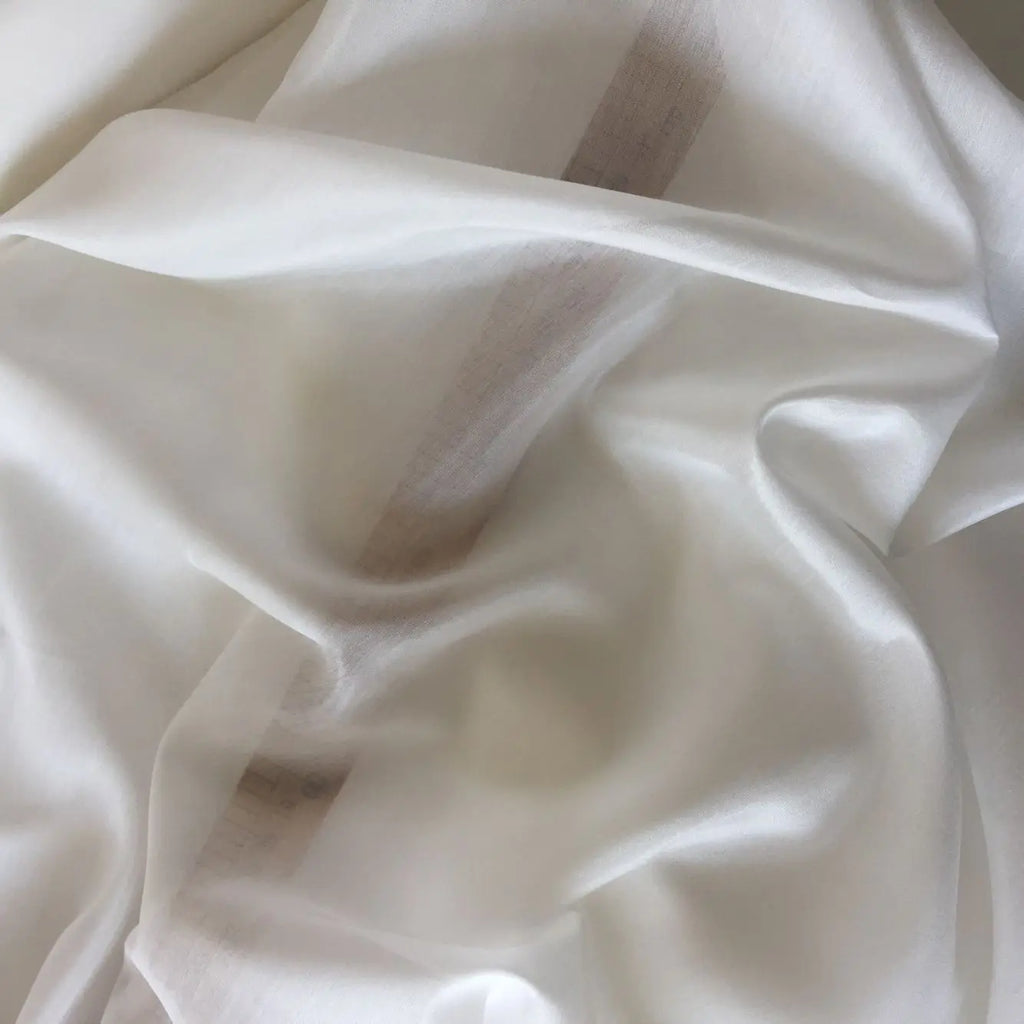 Silk-Cotton Blend Fabric – 30% Silk / 70% Cotton, Natural White PFD, 140 cm Wide