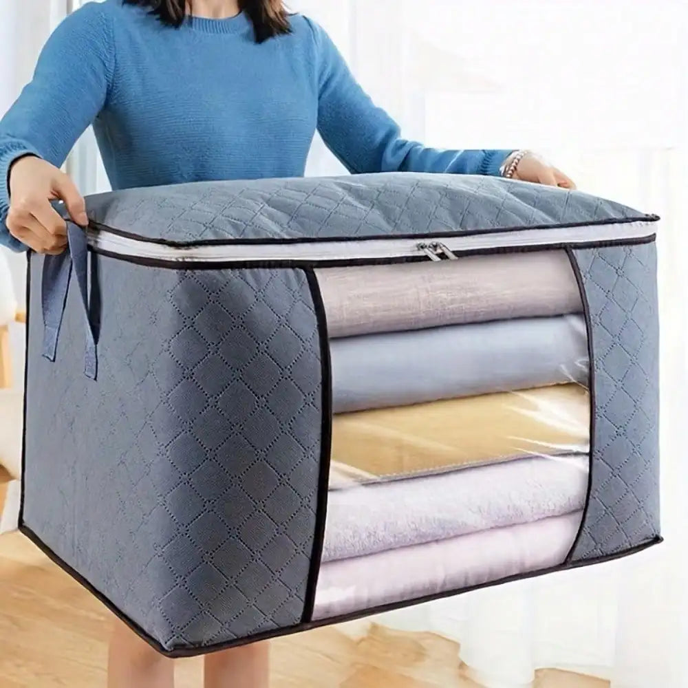 Large Quilted Storage Bag with Zipper – Foldable, Washable, for Quilts, Bedding & Clothing
