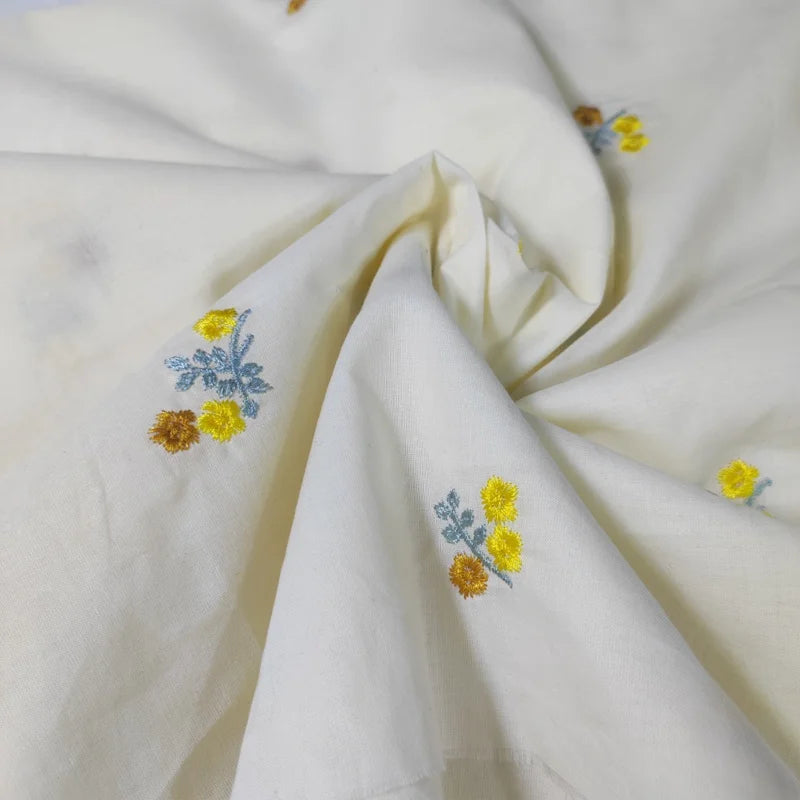 130cm*50cm Thin Cotton Fabric Embroidered Small Flower Suitable For Handmade DIY Pet Clothes Toy Doll Dresses Hair Loop Fabrics