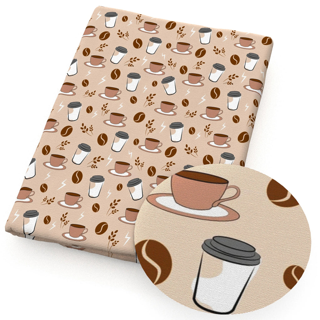 Tela de Algodón y Poliéster con Estampado de Granos de Café — 50×145cm | Acolchado, Patchwork y Manualidades