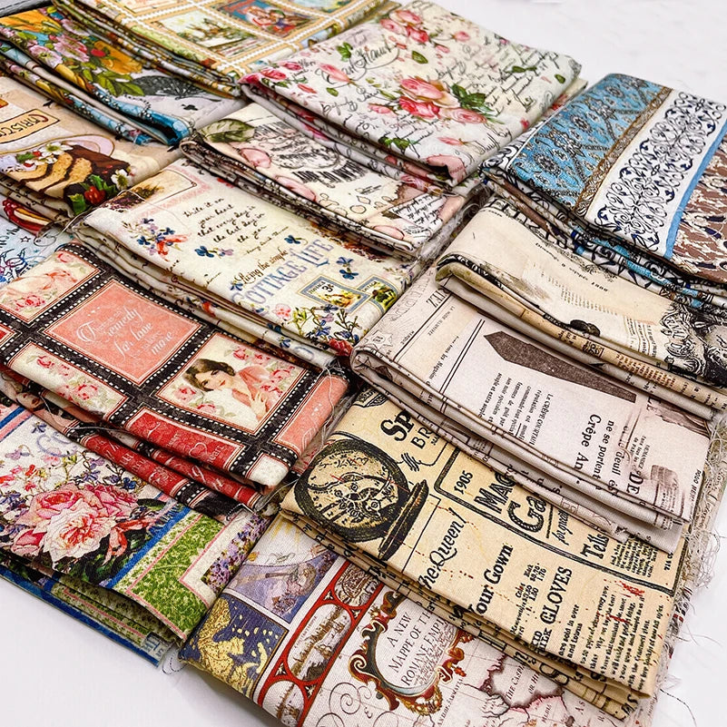 Vintage Newspaper & Map Digital Print 100% Cotton Fabric — 110cm Wide