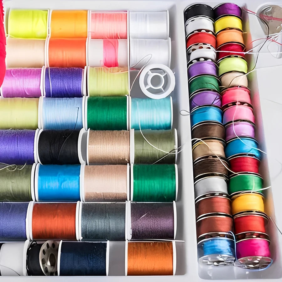 64-Roll Sewing Thread Kit with Scissors, Needles, Crochet Hook & Tape Measure