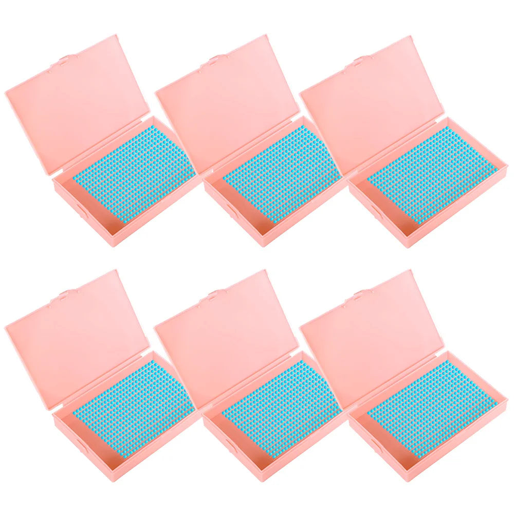 Juego de 6 bandejas para perforación y caja de almacenamiento para pintura de diamante – Organizador de cuentas 2 en 1 para manualidades DIY