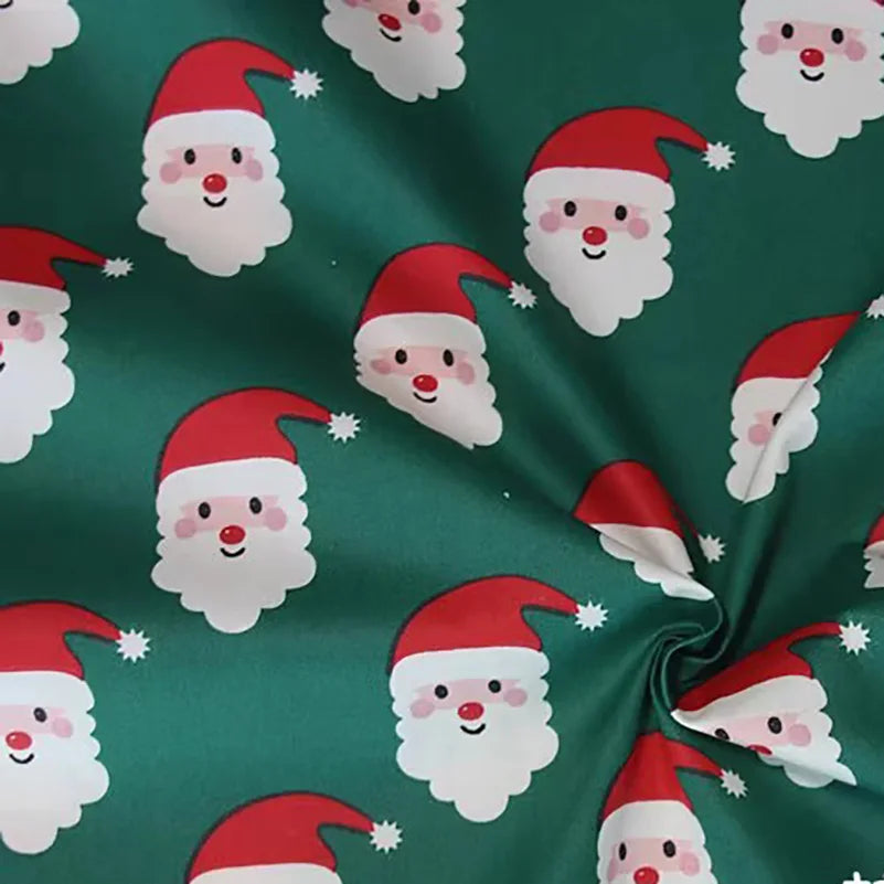 Christmas Twill Cotton Fabric – Santa, Trees & Holiday Prints, 0.5m x 1.6m
