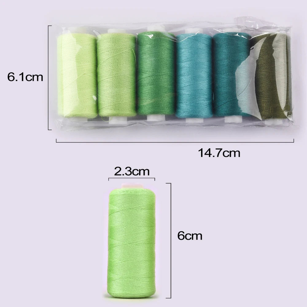 Polyester Sewing Thread Set — 6 Rolls, 400 Yards Each