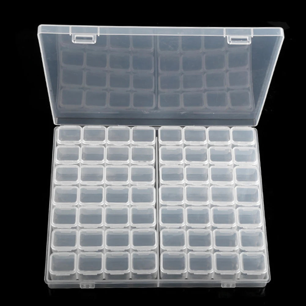 Caja de almacenamiento para Diamond Painting — Organizador de 28 a 64 compartimentos para abalorios, cuentas y materiales de manualidades