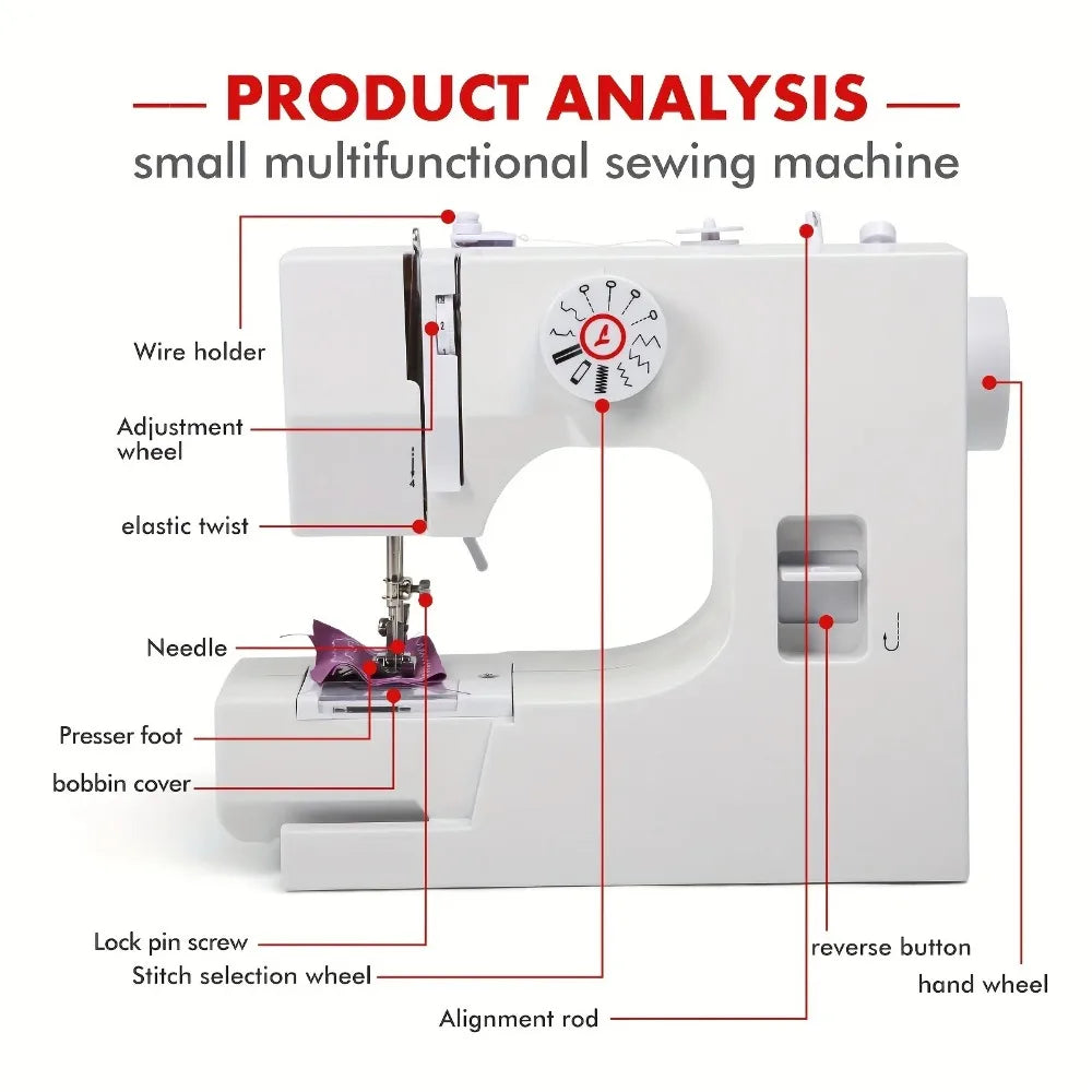 825 Semi-Auto Electric Sewing Machine – 12 Stitches, Beginner Friendly, All Fabrics