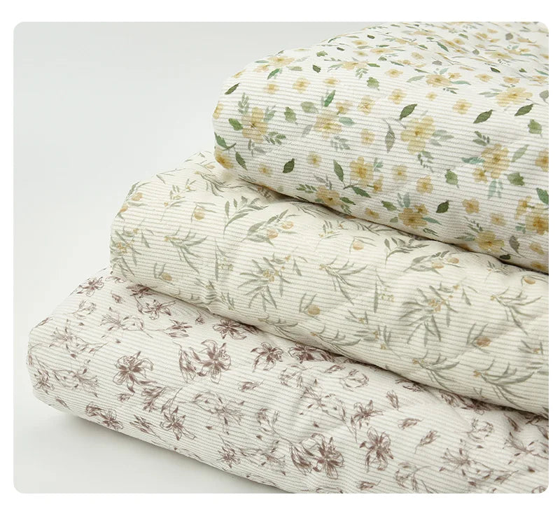 Pre-Quilted Floral Fabric – 59" Wide Polyester-Cotton Blend | Winter Coats, Bags & Home Décor (3 Lengths)