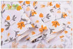 Orange Floral Printed Twill Cotton Fabric – 160cm (63") Wide | Cut to Order