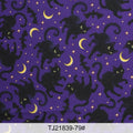 Halloween Bat & Black Cat Print Fabric — 100% Polyester | 0.5, 1 & 2 Meter Cuts