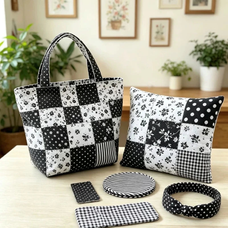 7-Piece Patchwork Cotton Fabric Set – Digital Printed Quilting Squares
