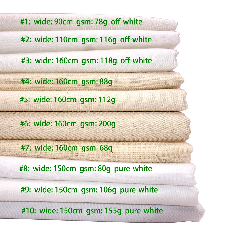 Raw White Cotton & Poly-Cotton Muslin Fabric – Multiple Widths & Weights | Sewing, Bags, Pillows & DIY