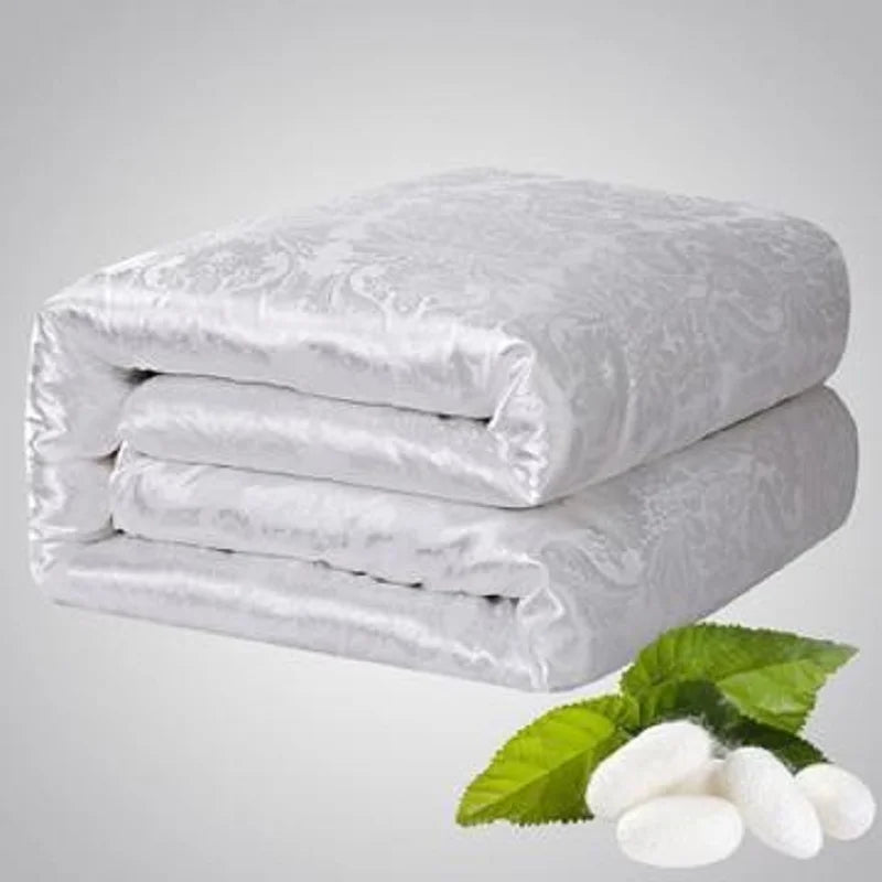 Natural Mulberry Silk Winter Quilt – 500TC Cotton Cover | Heavyweight Comforter Twin, Full, Queen & King