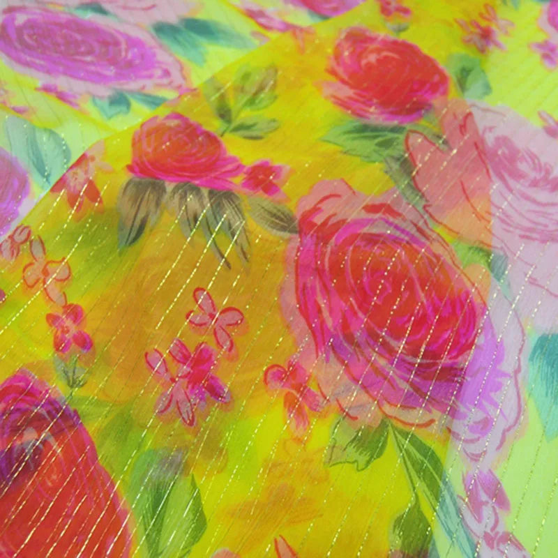 Floral Print Silk-Cotton Blend Fabric – 135cm Wide, 9-10mm | Dresses, Blouses & Luxury DIY Sewing