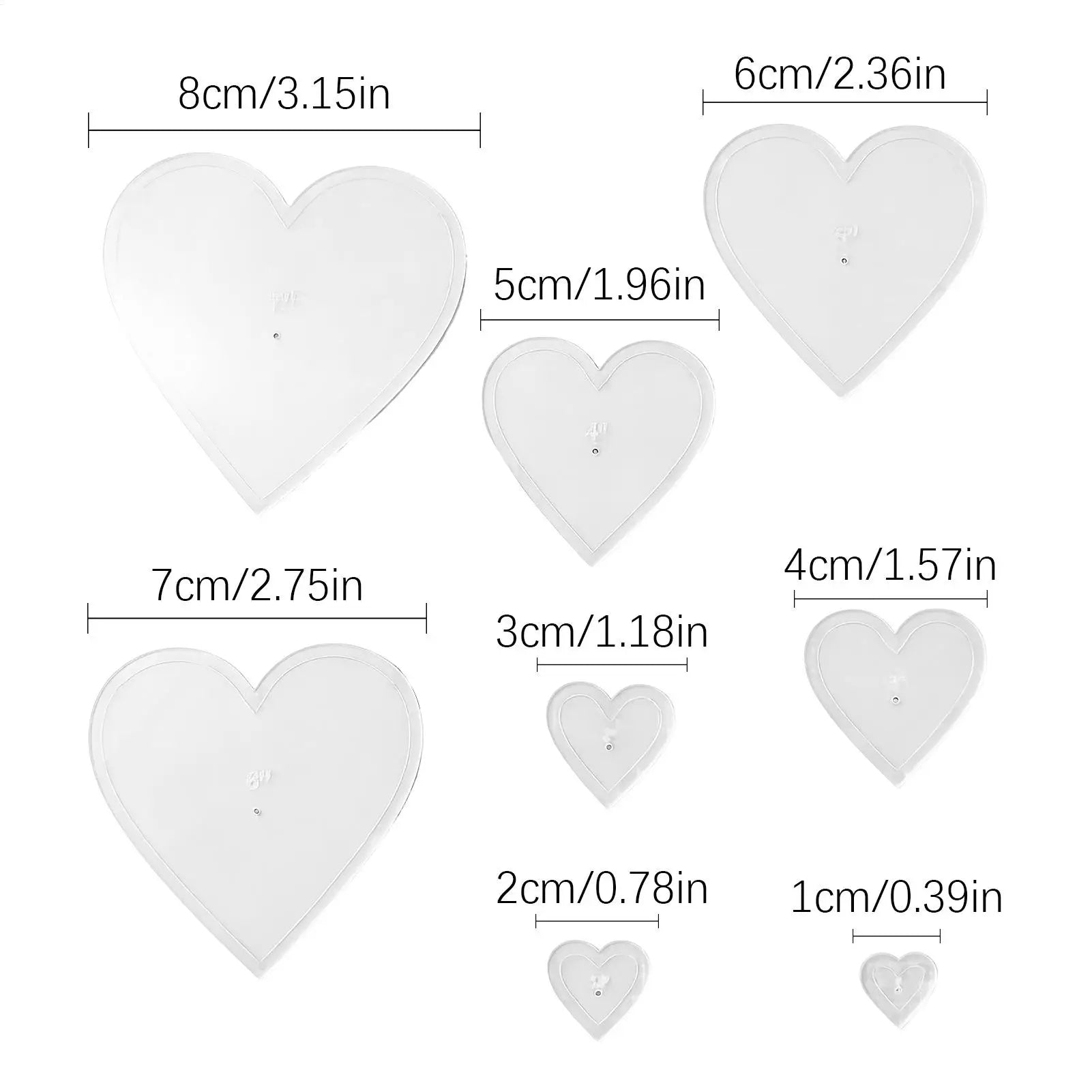 8-Piece Heart Quilting Template Set – Acrylic Fabric Cutting Stencils for Patchwork & Sewing