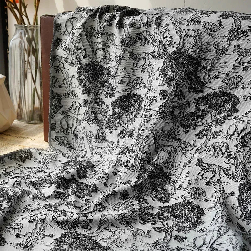 Black & White Jacquard Fabric, 50 × 135cm