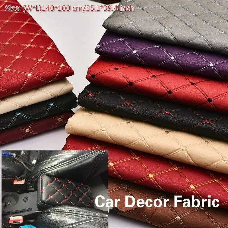 Thick Quilted Embroidered Plaid Fabric – 55" × 39" Panel | Sofa, Home Décor & DIY Sewing (10 Colors)