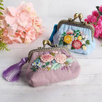 Kit de bordado para bolsos DIY – Bolso y cartera con punto de cruz floral | Ideal para principiantes