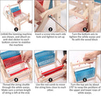 Kit de telar plegable multiartesanal de madera – Telar de mesa con 12 madejas de lana