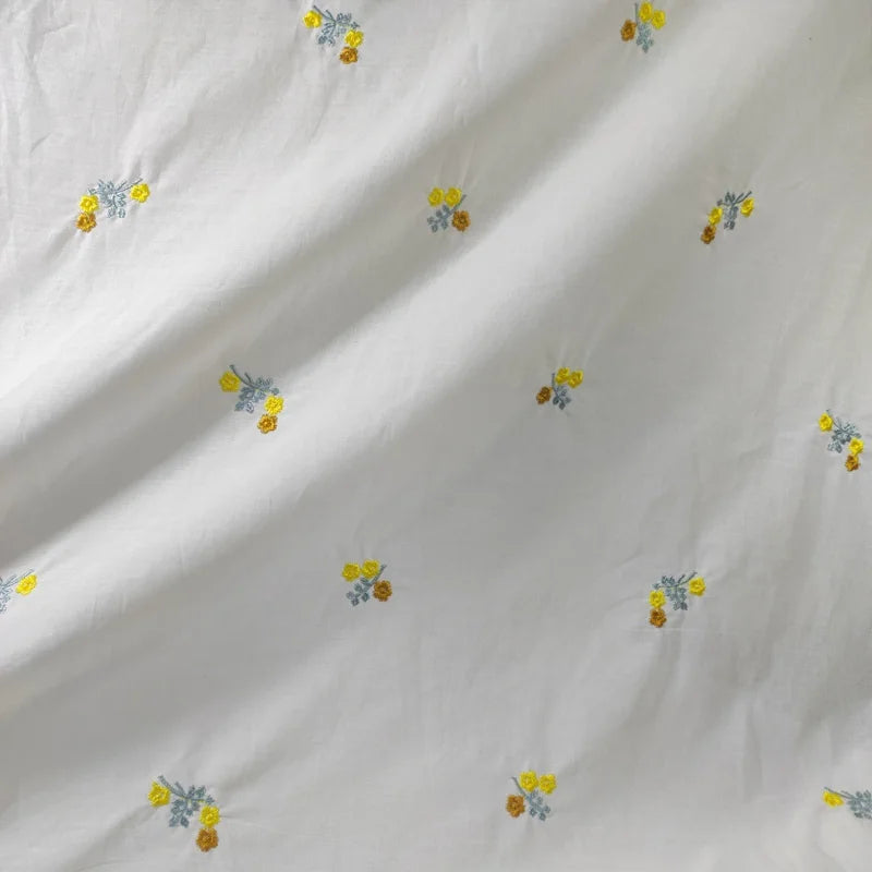 Thin Embroidered Small Flower 100% Cotton Fabric – 130cm Wide for Pet Clothes, Dolls, Hair Accessories & DIY
