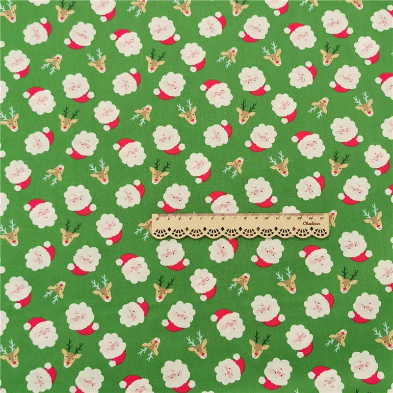 Christmas Twill Cotton Fabric – Santa, Trees & Holiday Prints, 0.5m x 1.6m