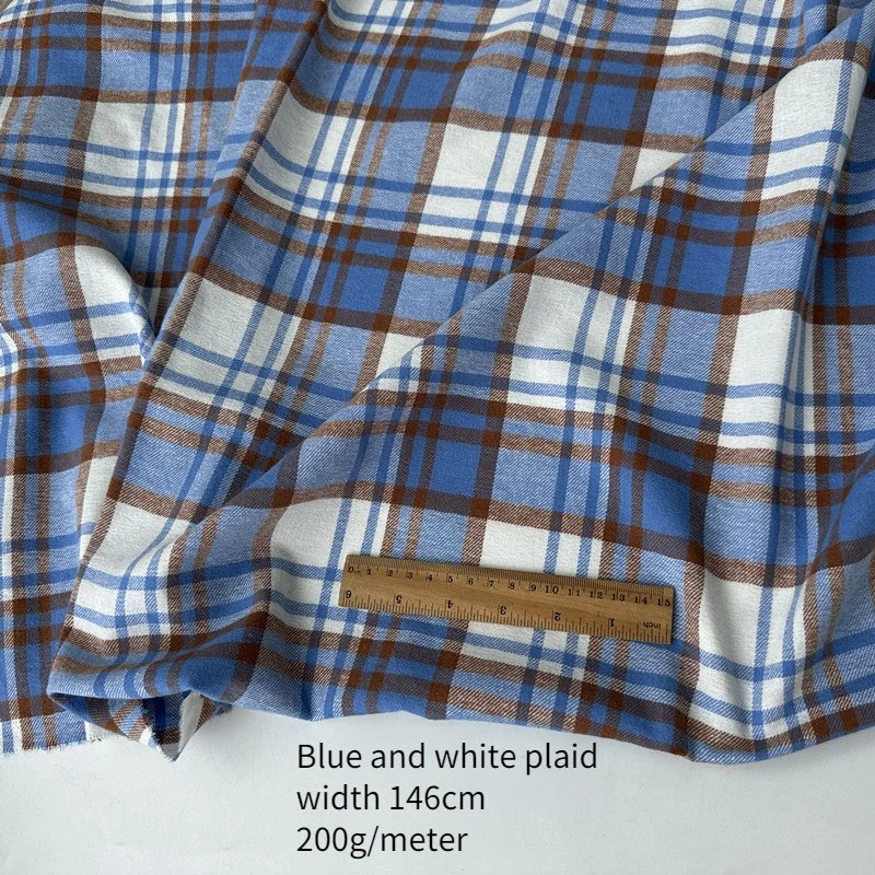 Brushed Plaid 100% Cotton Fabric – 145cm Wide, 250g/m for Shirts, Dresses, Coats & DIY