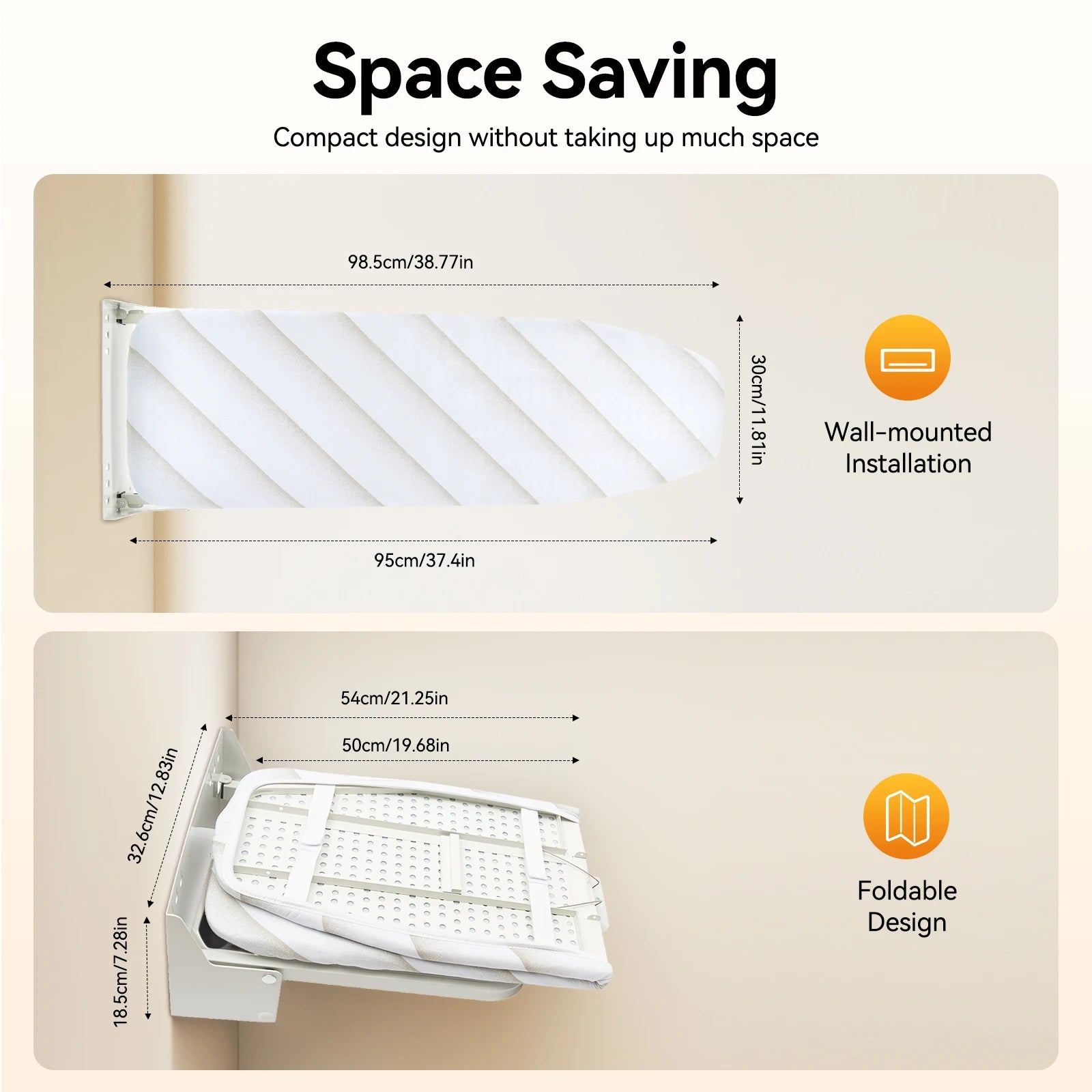 Bymaocar Foldable Wall-Mounted Ironing Board – Space-Saving Steel Pressing Table for Sewing Rooms