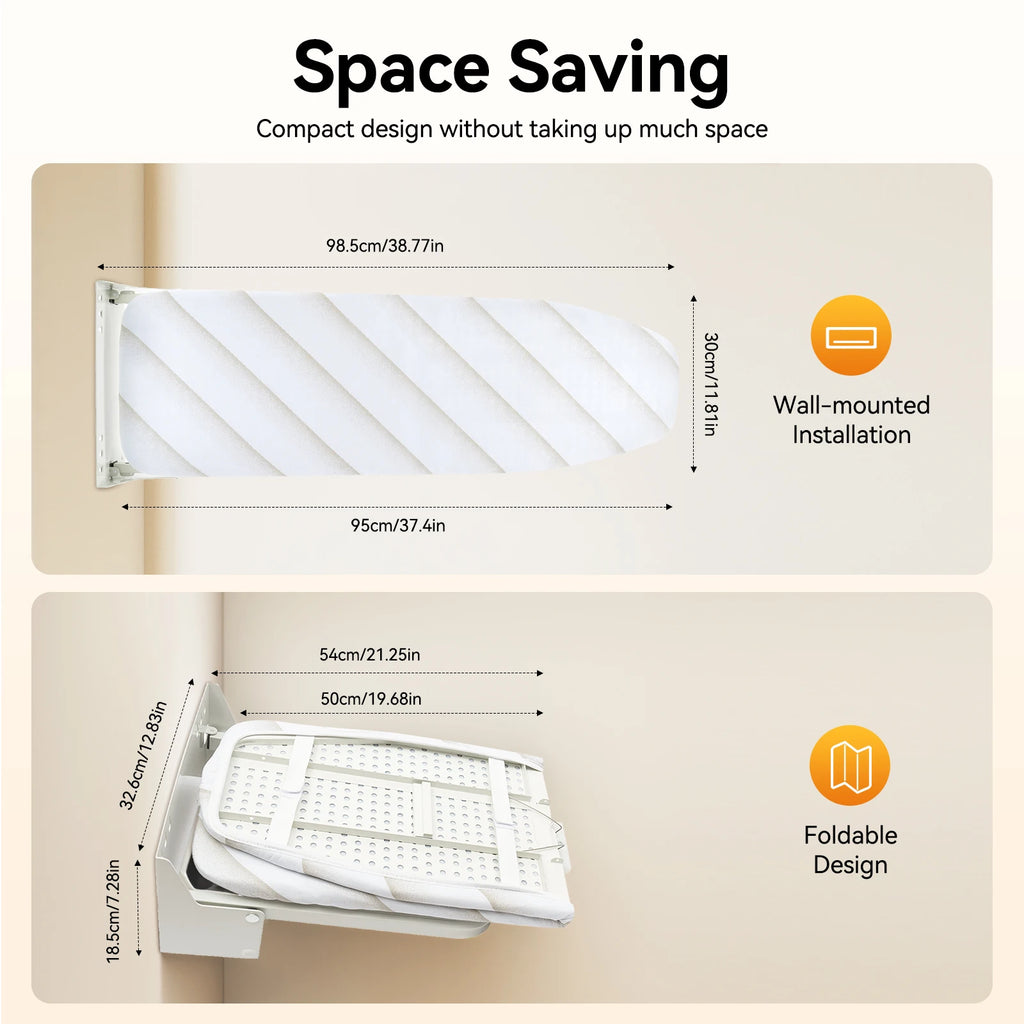Foldable Wall-Mounted Ironing Board with Cover