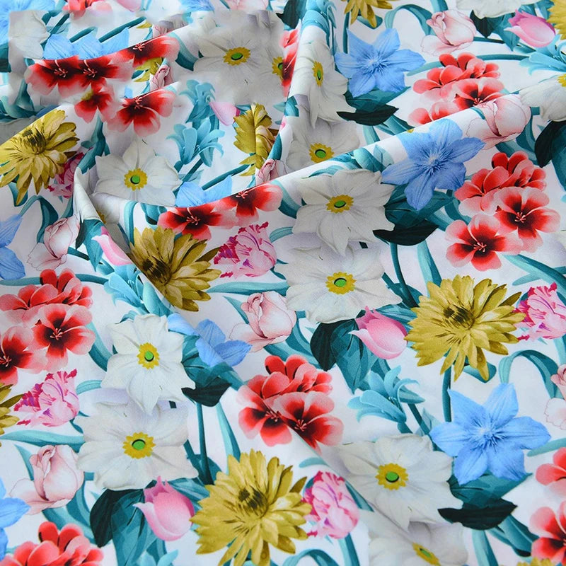 Floral Digital Print 100% Cotton Poplin Fabric | 50s | 145cm Wide | Dress, Pajamas & DIY
