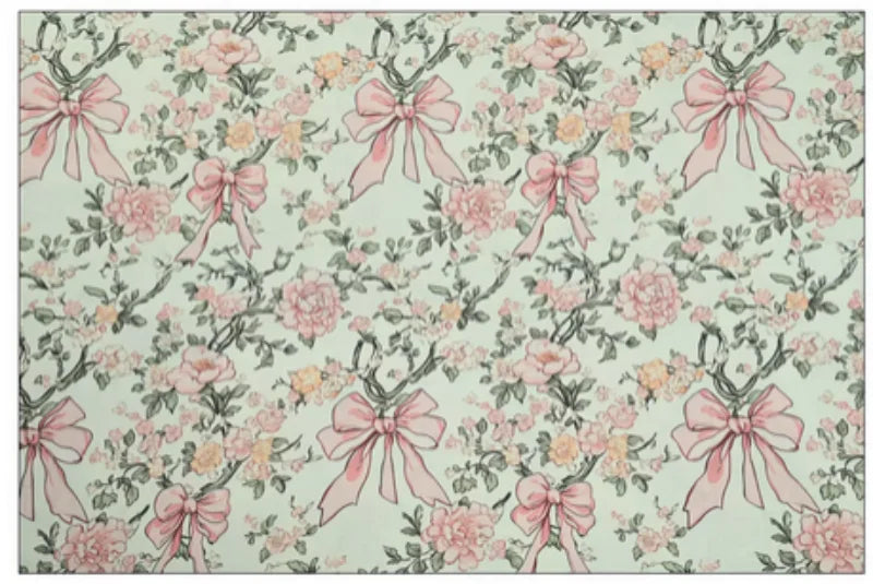 Bowknot & Flower Print 100% Cotton Fabric | 110cm Wide | Sold by the Half Yard