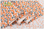 Orange Floral Printed Twill Cotton Fabric – 160cm (63") Wide | Cut to Order