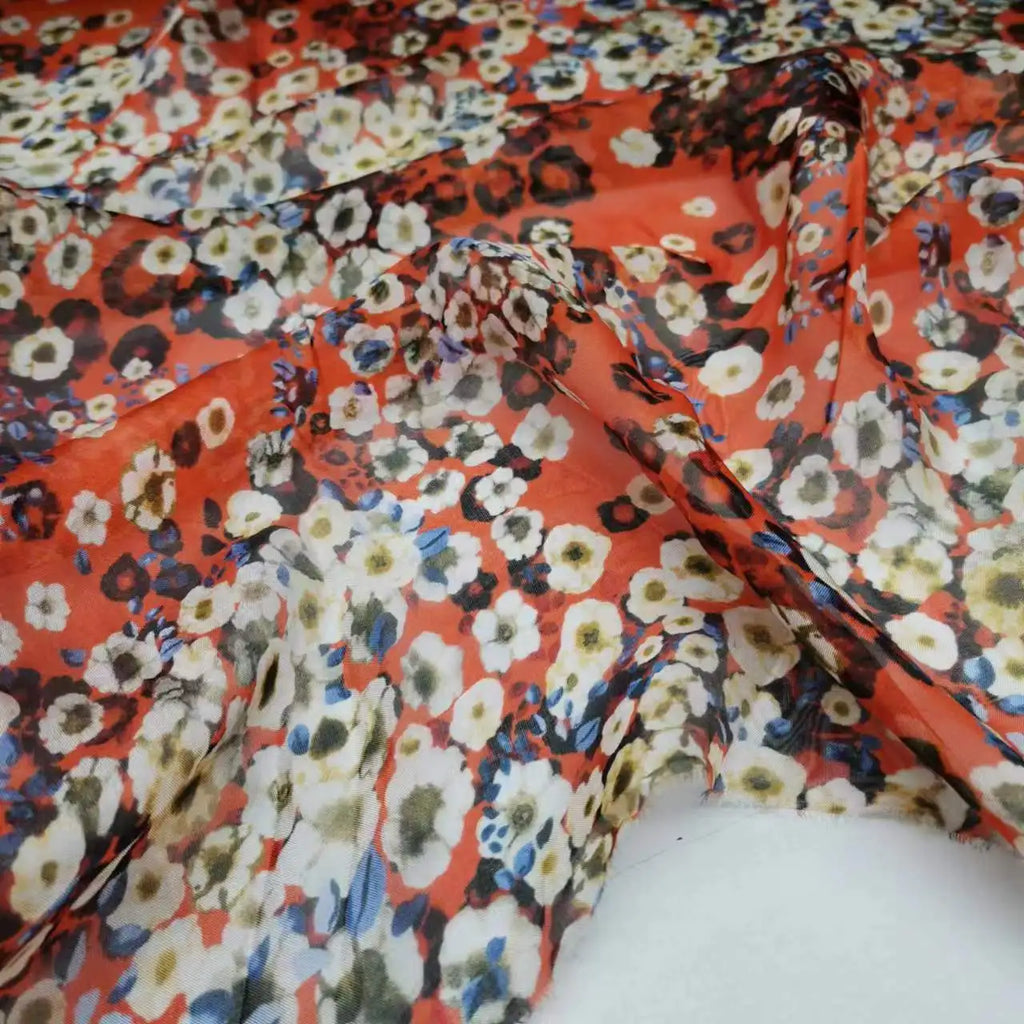 Floral Print Silk-Cotton Blend Fabric – 135cm Wide, 9-10mm | Dresses, Blouses & Luxury DIY Sewing