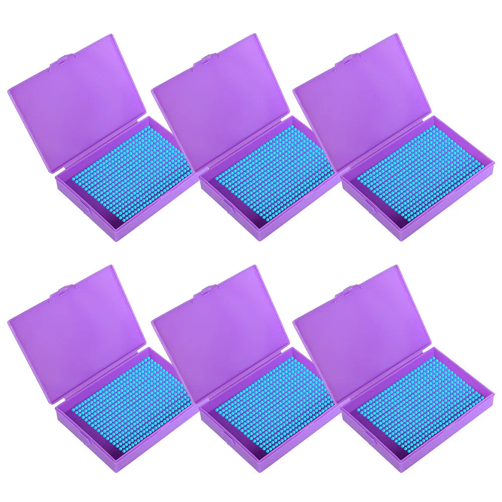 Juego de 6 bandejas para perforación y caja de almacenamiento para pintura de diamante – Organizador de cuentas 2 en 1 para manualidades DIY