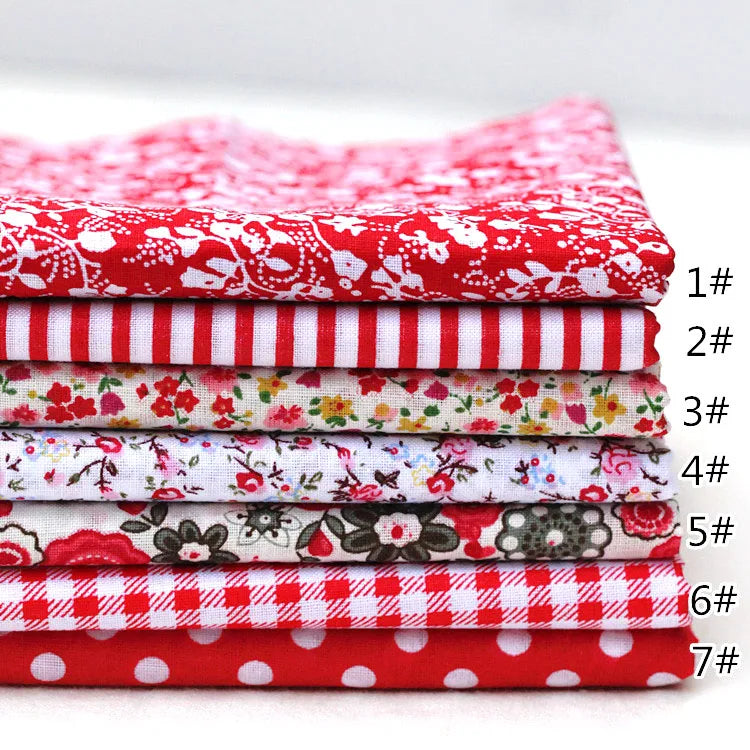 7-Piece Multicolor Cotton Fat Quarter Bundle — 25x25cm (Set C)