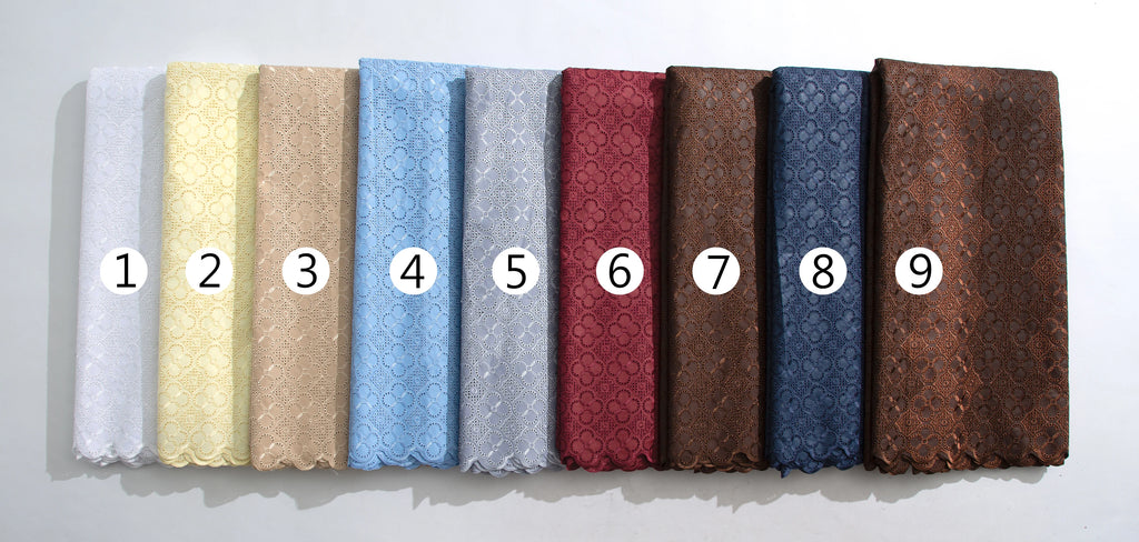 African Swiss Voile Cotton Lace Fabric – 5 Yards | Nigerian Embroidered Lace for Men’s & Women’s Clothing & DIY Sewing