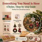 Kit de adornos navideños con cuentas para manualidades, juego de abalorios hechos a mano de 4 piezas, árbol de Navidad, copo de nieve, corona y calcetín, regalo de manualidades navideñas