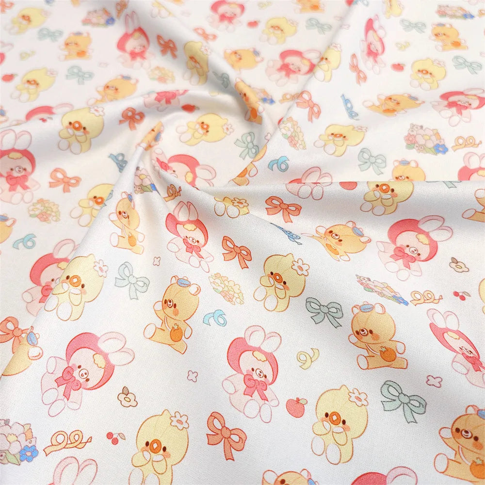 20S Cotton Cute Showa Kawaii Cat Deer Print Fabric DIY Quilting Needlework Material Sewing Dress Kids Clothes Fabrics