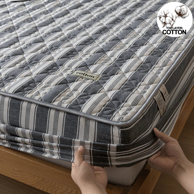 KISS NEST A-Class Antibacterial Washed Cotton Mattress Cover – Quilted, Hypoallergenic, Twin to California King